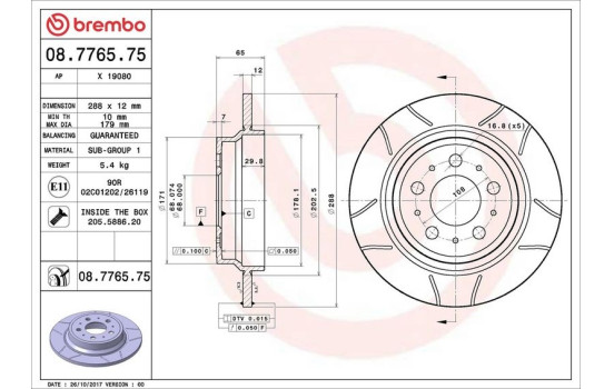 Disco de freno 08.7765.75 Brembo, Imagen 4