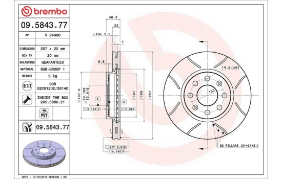 Disco de freno 09.5843.77 Brembo, Imagen 2