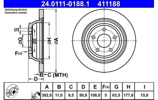 Disco de freno 24.0111-0188.1 ATE
