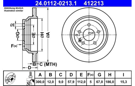 Disco de freno 24.0112-0213.1 ATE