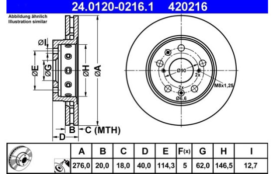 Disco de freno 24.0120-0216.1 ATE