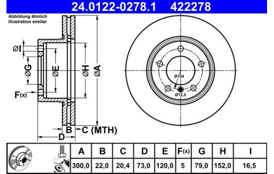 Disco de freno 24.0122-0278.1 ATE, Imagen 3