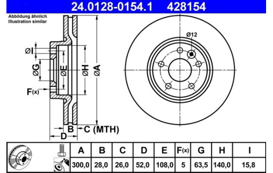 Disco de freno 24.0128-0154.1 ATE, Imagen 2