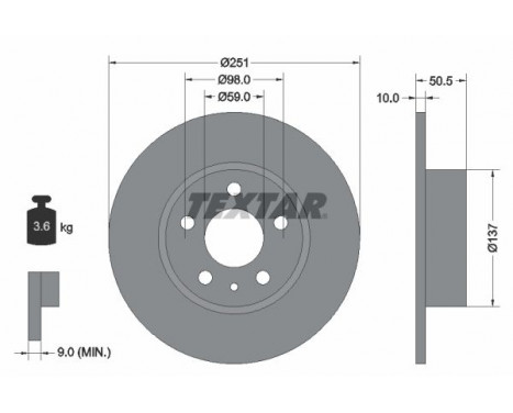 Disco de freno 92046903 Textar