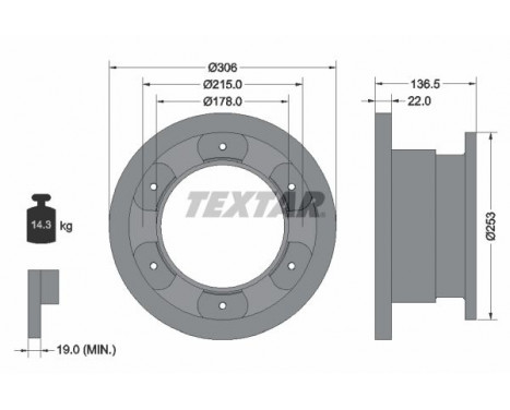 Disco de freno 93127300 Textar