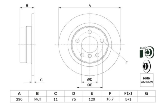 Disco de freno BD1650 Bosch, Imagen 5