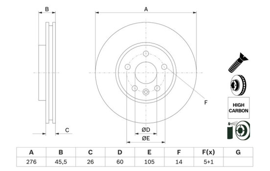 Disco de freno BD2624 Bosch, Imagen 5