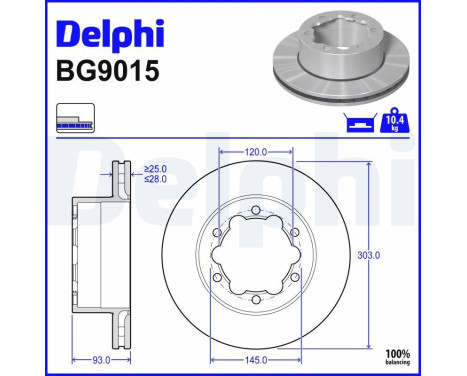 Disco de freno BG9015 Delphi