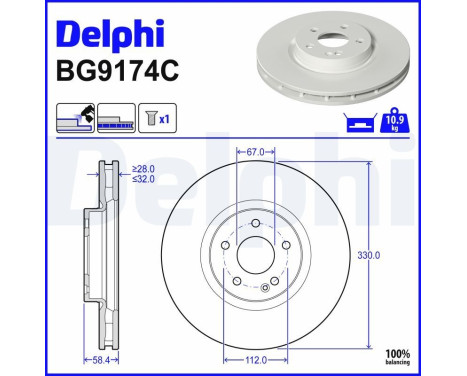 Disco de freno BG9174C Delphi
