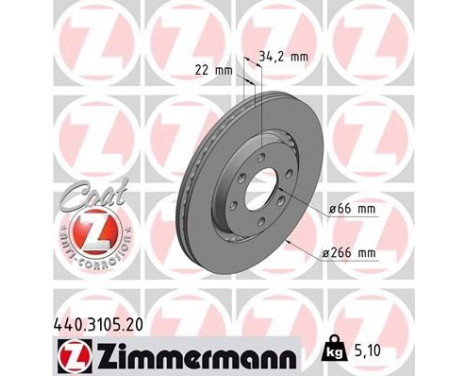 Disco de freno Coat Z 440.3105.20 Zimmermann