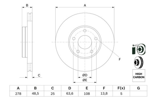 Disco de freno delantero BD1051 Bosch, Imagen 6