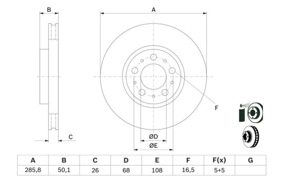 Disco de freno delantero BD1077 Bosch, Imagen 5