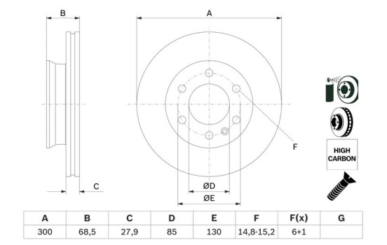 Disco de freno delantero BD1157 Bosch, Imagen 5