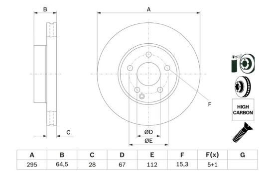 Disco de freno delantero BD1301 Bosch, Imagen 5