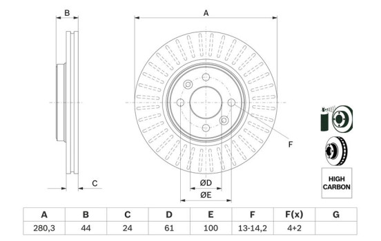 Disco de freno delantero BD510 Bosch, Imagen 5