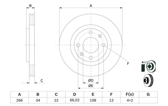 Disco de freno delantero BD536 Bosch, Imagen 6