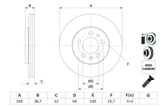 Disco de freno delantero BD753 Bosch, Imagen 6