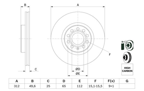 Disco de freno delantero BD997 Bosch, Imagen 6