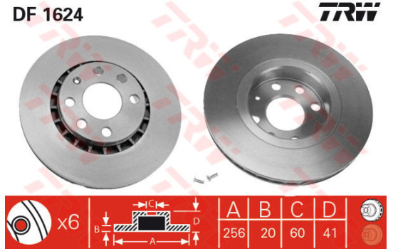 Disco de freno delantero DF1624 TRW