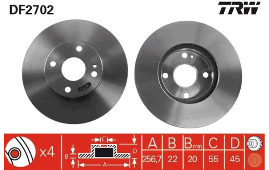 Disco de freno delantero DF2702 TRW