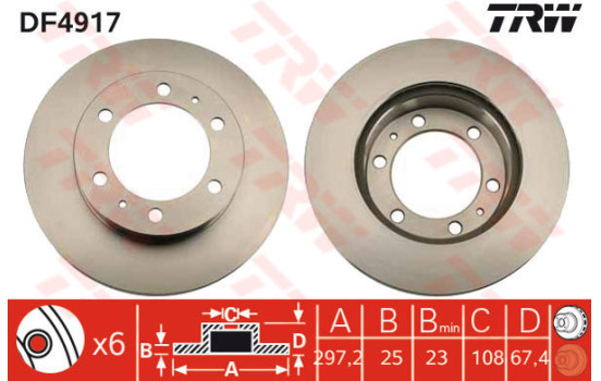 Disco de freno delantero DF4917 TRW
