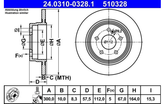 Disco de freno Powerdisc 24.0310-0328.1 ATE