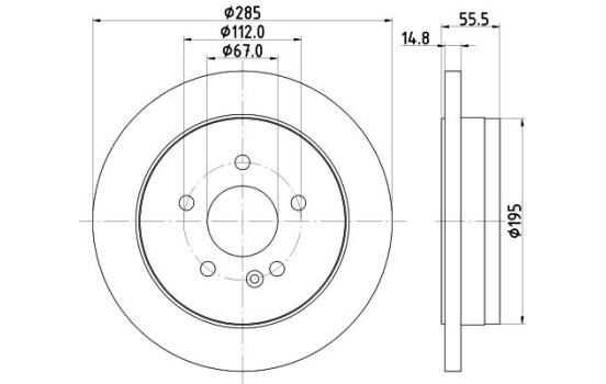 Disco de freno recubierto 52168PRO 8DD 355 105-851 Hella