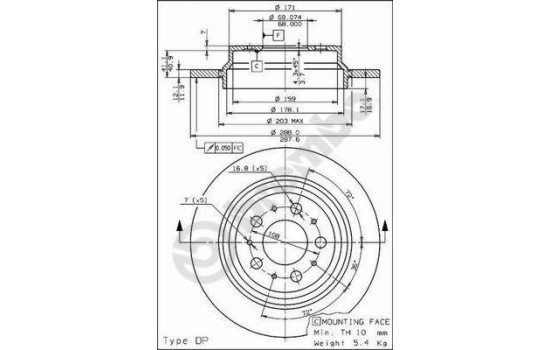 Disco de freno trasero 08.7765.11 Brembo, Imagen 2