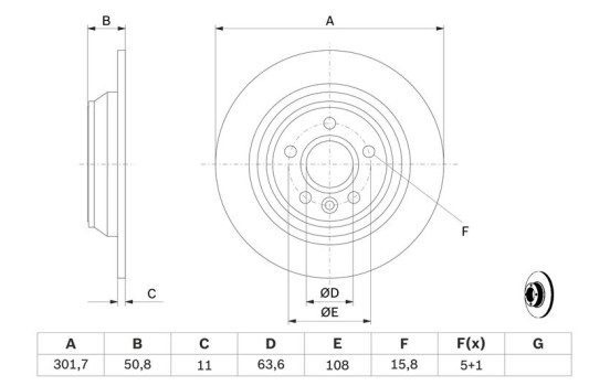 Disco de freno trasero BD1132 Bosch, Imagen 5