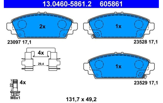 Juego de pastillas de freno 13.0460-5861.2 ATE