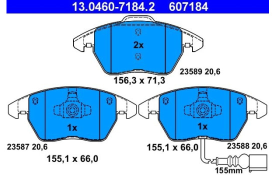 Juego de pastillas de freno 13.0460-7184.2 ATE, Imagen 2