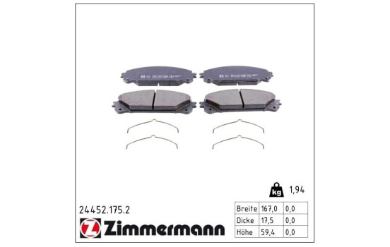 Juego de pastillas de freno 24452.175.2 Zimmermann, Imagen 2
