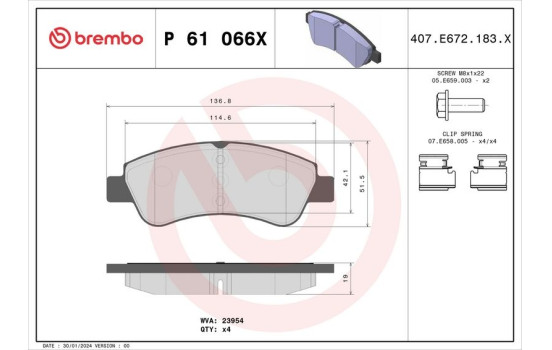 Juego de pastillas de freno, freno de disco BREMBO XTRA LINE P 61 066X, Imagen 2