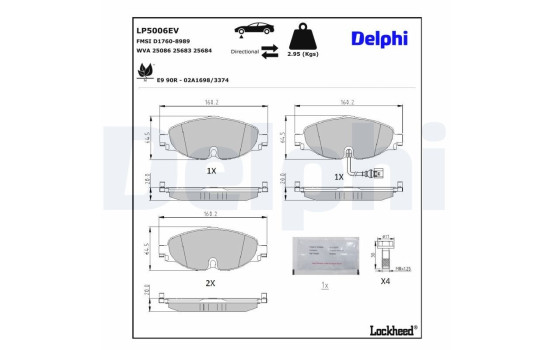 Juego de pastillas de freno, freno de disco LP5006EV Delphi, Imagen 4