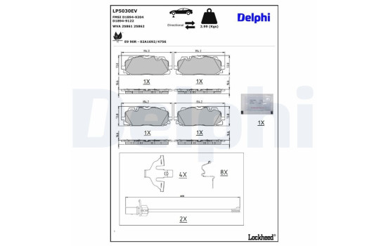 Juego de pastillas de freno, freno de disco LP5030EV Delphi, Imagen 4