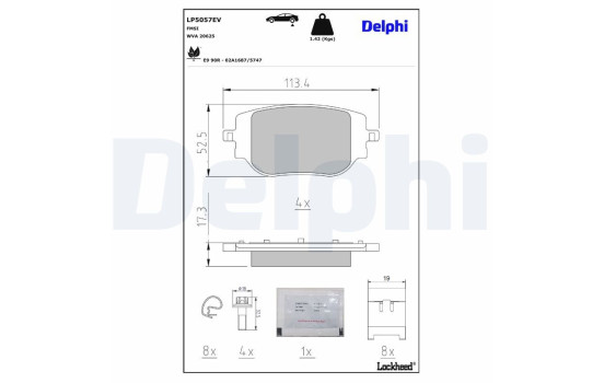 Juego de pastillas de freno, freno de disco LP5057EV Delphi, Imagen 3