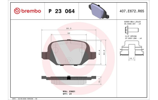 Juego de pastillas de freno P 23 064 Brembo, Imagen 2