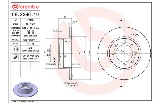 Disco de freno 08.2286.10 Brembo, Imagen 3