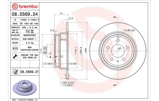 Disco de freno 08.5569.21 Brembo, Imagen 3