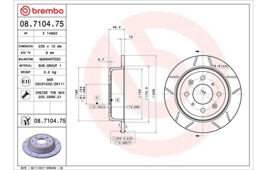 Disco de freno 08.7104.75 Brembo, Imagen 4