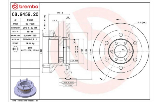 Disco de freno 08.9459.20 Brembo, Imagen 2