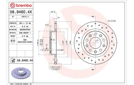 Disco de freno 08.9460.4X Brembo, Imagen 3