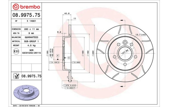 Disco de freno 08.9975.75 Brembo, Imagen 2