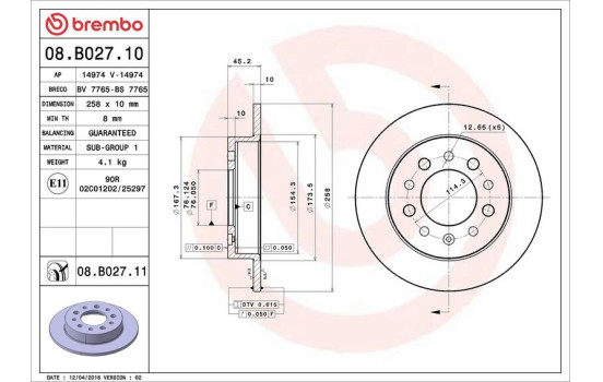 Disco de freno 08.B027.11 Brembo, Imagen 3