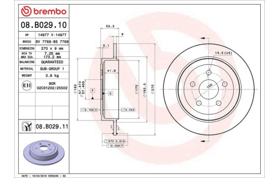 Disco de freno 08.B029.10 Brembo, Imagen 3
