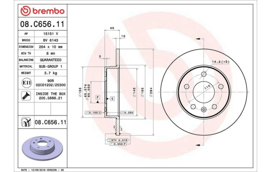 Disco de freno 08.C656.11 Brembo, Imagen 2