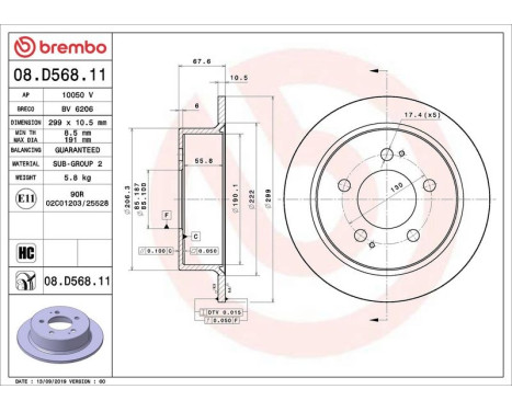 Disco de freno 08.D568.11 Brembo