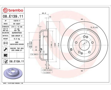 Disco de freno 08.E139.11 Brembo