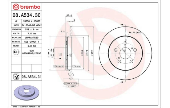 Disco de freno 08A53431 Brembo, Imagen 3