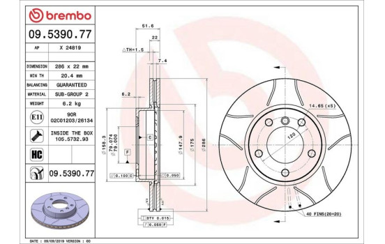 Disco de freno 09.5390.77 Brembo, Imagen 4